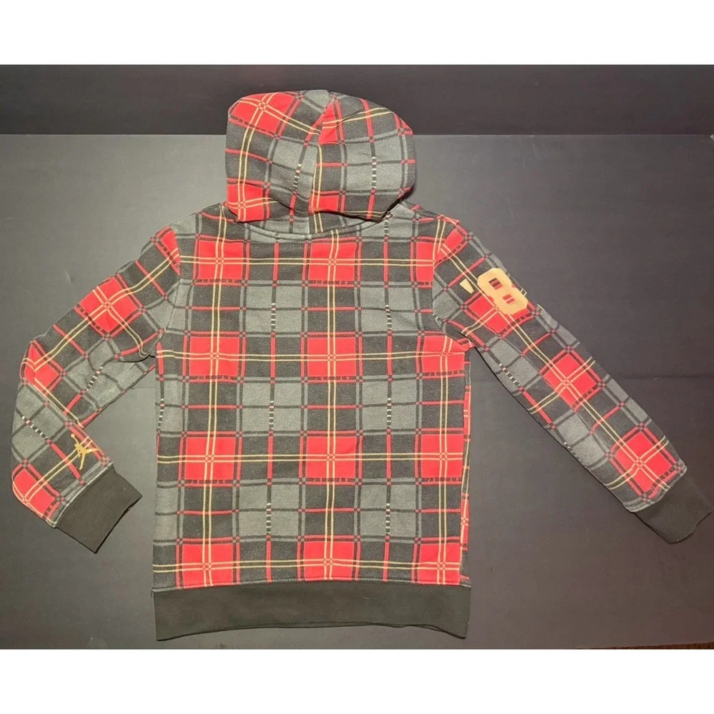 Air Jordan Hoodie Boys L (7) Large Red Essential Holiday Plaid‎ Sweatshirt